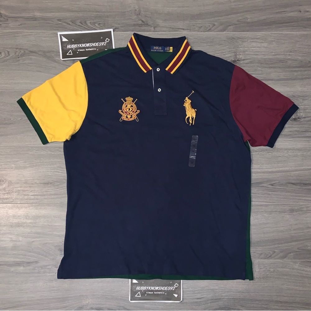 Polo Ralph Lauren Big & Tall Men’s Crest Colorblock Mesh Short Sleeve Polo Shirt